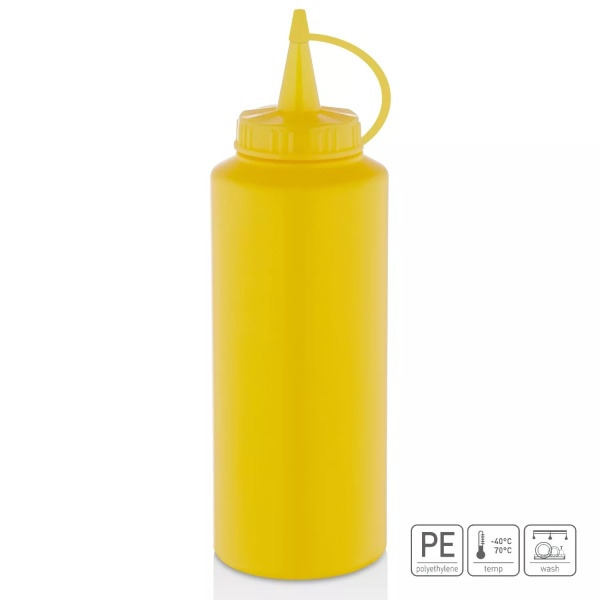 Диспенсер для соуса 0.5л, носик прямой с колпачком (жёлтый)