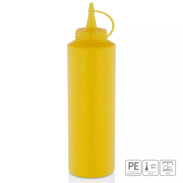 Диспенсер для соуса 0.75л, носик прямой с колпачком (жёлтый)