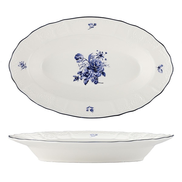 Блюдо овальное,глубокое 24*16 см, 350 мл, коллекция "Blue Flower"  P.L. Proff Cuisine