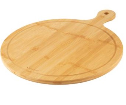 Доска д/сервир круглая 46*35,5*1,5см с ручкой [БАМБУК СЕРВИРОВКА]