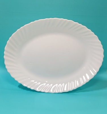 Тарелка овальная с волнистым краем D 343 мм, стекло опаловое