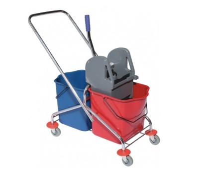Тележка для уборки 2 ведра х 23л. (860х410х900мм) с отжимом на металлической раме /2