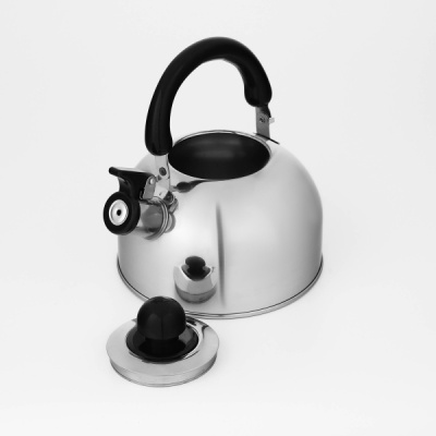 Чайник со свистком из нержавеющей стали Доляна «Чёрная ночь», 2 л, цвет хромированный
