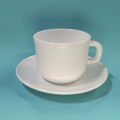 Набор кружка 250мл с блюдцем D 149мм (упаковка 6 шт.), стекло опаловое/8/1